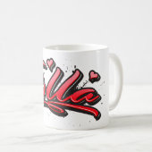 Ella red Heart Graffiti Tasse Kaffeetasse (VorderseiteRechts)