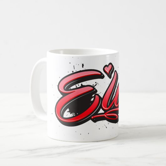Ella red Heart Graffiti Tasse Kaffeetasse (Vorderseite Links)