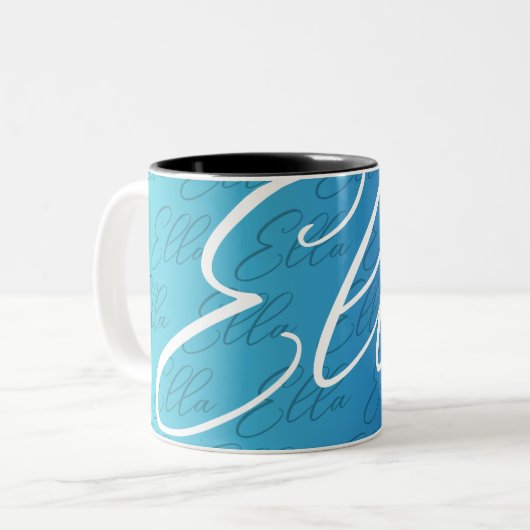 Ella Repeat Name Pattern Design Zweifarbige Tasse (Vorderseite Links)