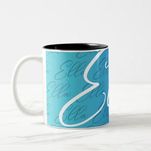 Ella Repeat Name Pattern Design Zweifarbige Tasse (Links)