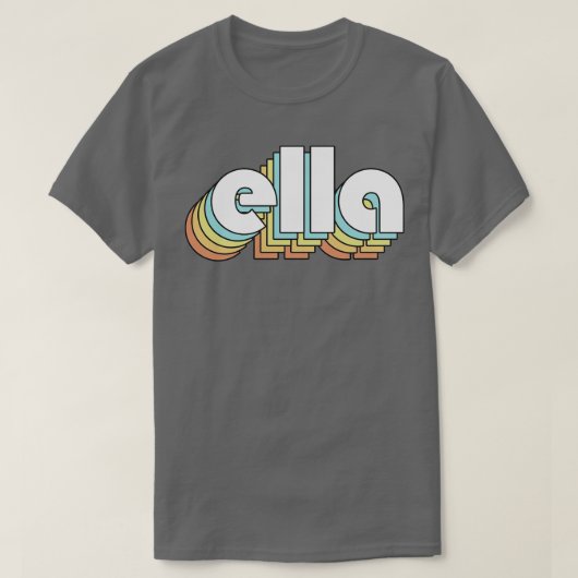 Ella Retro Rainbow Typografie Faded Style T-Shirt (Design vorne)
