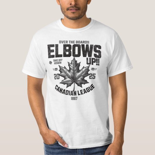 Ellbogen auf! Über die Vorstände Kanadische Hockey T-Shirt (Vorderseite)