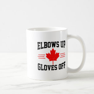 Ellbogen hoch, Handschuhe ab Kanada-Flagge Hockey- Kaffeetasse