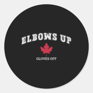 Ellbogen hoch, Handschuhe ab, Spaß Hockey Kanada-F Runder Aufkleber