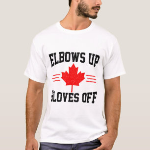 Ellbogen hoch Handschuhe aus Kanada Flagge Hockey T-Shirt