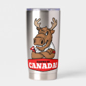 Ellbogen hoch, Kanada! Elch mit Flagge Thermobeche Thermobecher (Vorderseite)