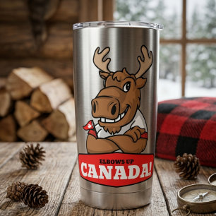 Ellbogen hoch, Kanada! Elch mit Flagge Thermobeche Thermobecher