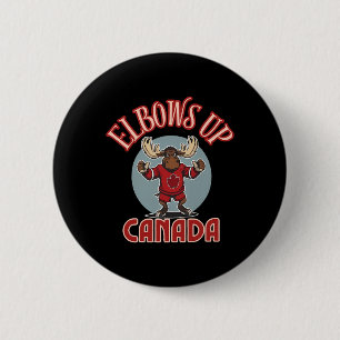 Ellbogen hoch Kanada Trotziger Elch Kanada Hockey Button