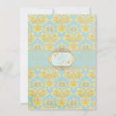 Elle Damask Light Blue Wedding Einladung (Rückseite)