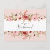 ELLE Pink Blume Elegante Bridesmaid Card Postkarte (Vorderseite)