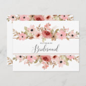 ELLE Pink Blume Elegante Bridesmaid Card Postkarte (Vorne/Hinten)