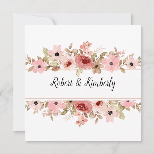 ELLE Pink Blume Elegante Hochzeit Einladung (Vorderseite)