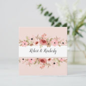 ELLE Pink Blume Elegante Hochzeit Einladung (Stehend Vorderseite)