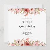 ELLE Pink Blume Elegante Hochzeit Einladung (Rückseite)