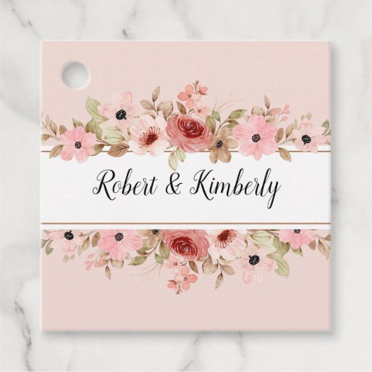 ELLE Pink Blume Elegante Hochzeit Geschenkanhänger (Vorderseite)