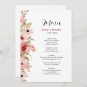 ELLE Pink Blume Elegante Hochzeit Menükarte (Vorne/Hinten)