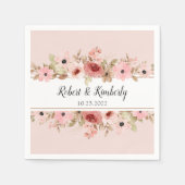 ELLE Pink Blume Elegante Hochzeit Serviette (Vorderseite)