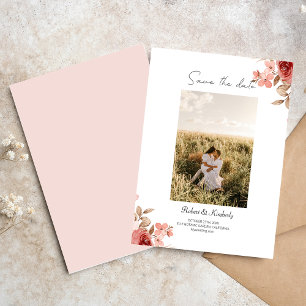ELLE Rosafarbene Blumen Elegante Hochzeitseinladun Save The Date