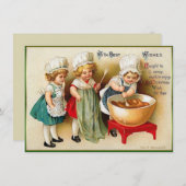 Ellen Clapsaddle 3 Little Girls Vintage Weihnachte Mitteilungskarte (Vorne/Hinten)