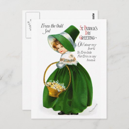 Ellen Clapsaddle's St. Patrick's Day Girl Postkarte (Vorne/Hinten)
