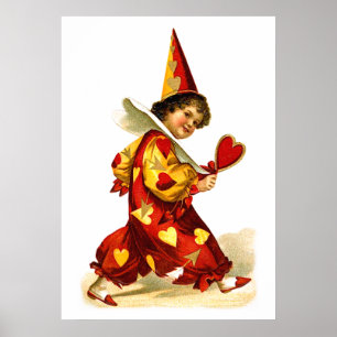 Ellen H. Clapsaddle: Harlequin mit Herz Poster