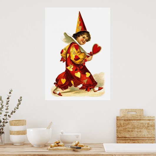 Ellen H. Clapsaddle: Harlequin mit Herz Poster (Küche)