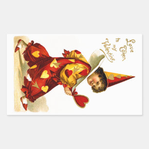 Ellen H. Clapsaddle: Harlequin mit Herz Rechteckiger Aufkleber