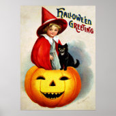 Ellen H. Clapsaddle: Hexe in Jack O'Lantern Poster (Vorne)