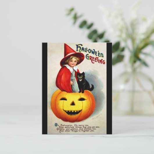 Ellen H. Clapsaddle: Hexe in Jack O'Lantern Postkarte (Stehend Vorderseite)
