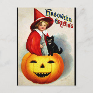Ellen H. Clapsaddle: Hexe in Jack O'Lantern Postkarte