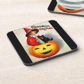 Ellen H. Clapsaddle: Hexe in Jack O'Lantern Untersetzer (Linke Seite)