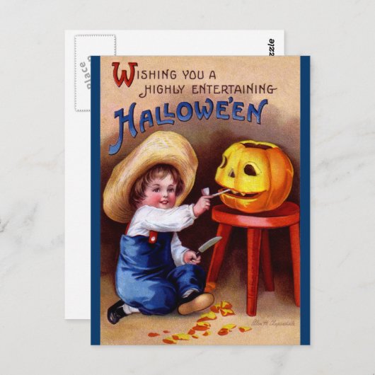 Ellen H. Clapsaddle: Junge mit Jack O'Lantern Postkarte (Vorne/Hinten)