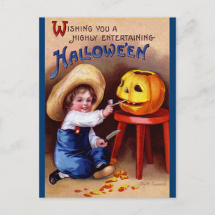 Ellen H. Clapsaddle: Junge mit Jack O'Lantern Postkarte