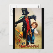 Ellen H. Clapsaddle: Junge mit Scarecrow Postkarte (Vorne/Hinten)