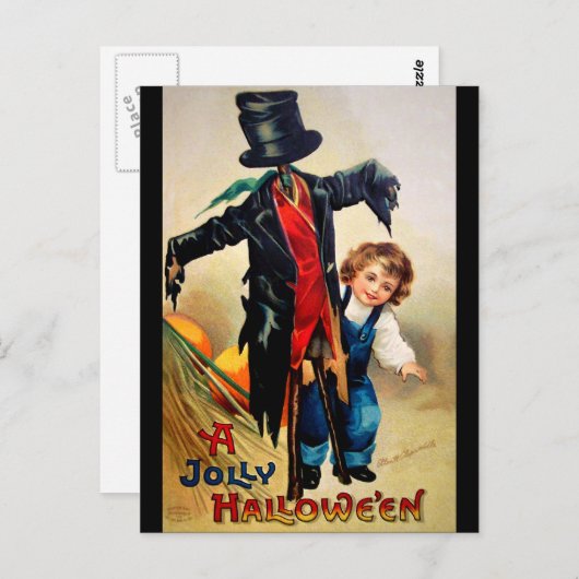 Ellen H. Clapsaddle: Junge mit Scarecrow Postkarte (Vorne/Hinten)