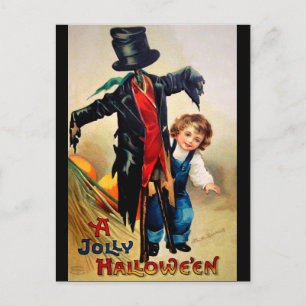 Ellen H. Clapsaddle: Junge mit Scarecrow Postkarte
