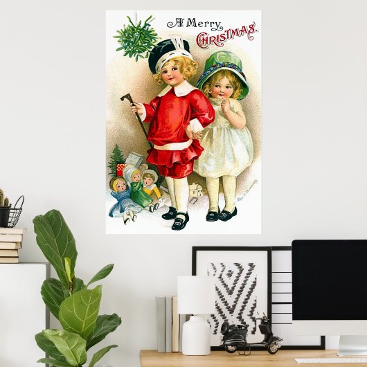 Ellen H. Clapsaddle: Junge und Mädchen mit Spielze Poster (Heimbüro)