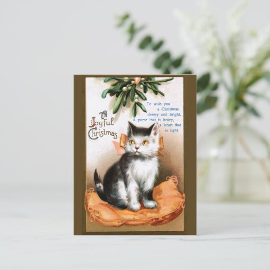 Ellen H. Clapsaddle: Katze unter Mistletoe Postkarte (Stehend Vorderseite)