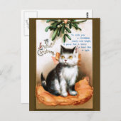 Ellen H. Clapsaddle: Katze unter Mistletoe Postkarte (Vorne/Hinten)