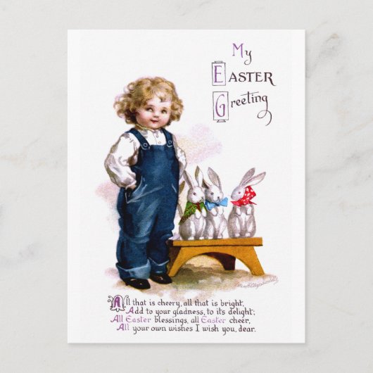 Ellen H. Clapsaddle: Kind mit Baumkaninchen Postkarte (Vorderseite)
