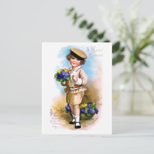 Ellen H. Clapsaddle: Kind mit Vergessen-ich-nicht Postkarte (Stehend Vorderseite)