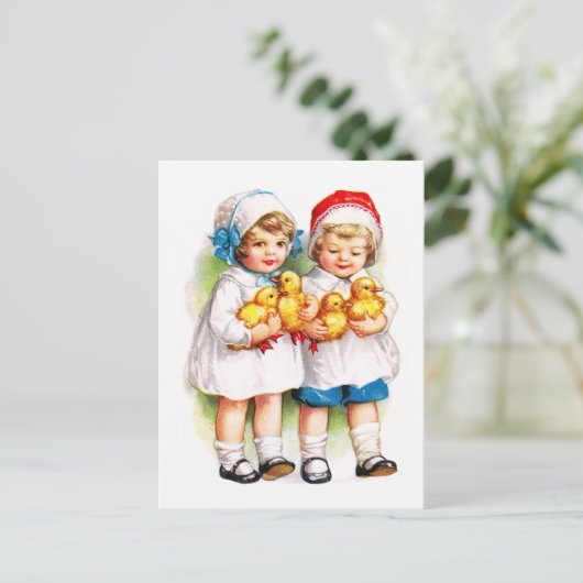 Ellen H. Clapsaddle: Kinder mit Ducklings Postkarte (Stehend Vorderseite)