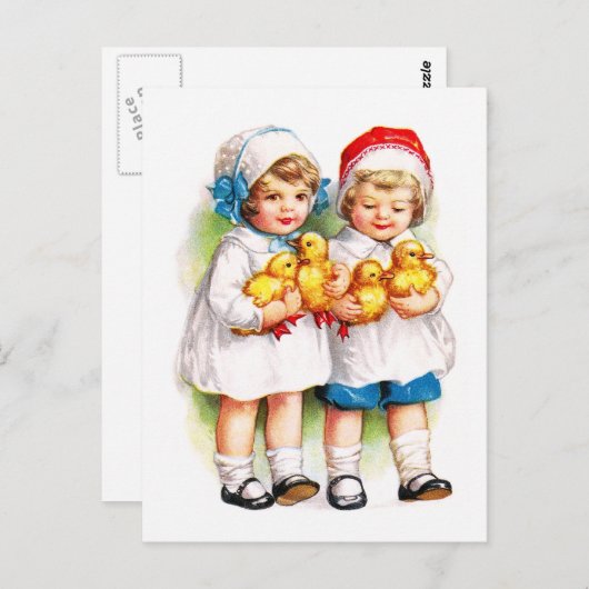 Ellen H. Clapsaddle: Kinder mit Ducklings Postkarte (Vorne/Hinten)
