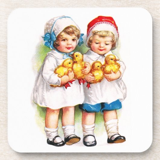 Ellen H. Clapsaddle: Kinder mit Entlein Untersetzer (Vorderseite)