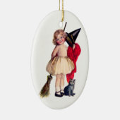 Ellen H. Clapsaddle: Kleine Hexe mit Katze Keramikornament (Rechts)