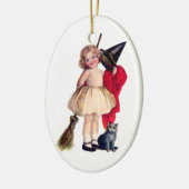 Ellen H. Clapsaddle: Kleine Hexe mit Katze Keramikornament (Links)