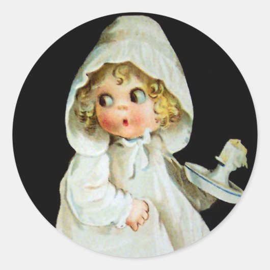 Ellen H. Clapsaddle: Kleines Mädchen mit Kerze Runder Aufkleber (Vorderseite)