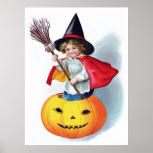 Ellen H. Clapsaddle: Little Pumpkin Hexe Poster