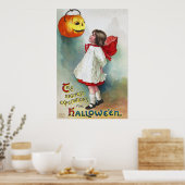Ellen H. Clapsaddle: Mädchen mit Jack O'Lantern Poster (Küche)
