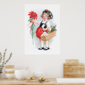 Ellen H. Clapsaddle: Mädchen mit Poinsettia Poster (Küche)